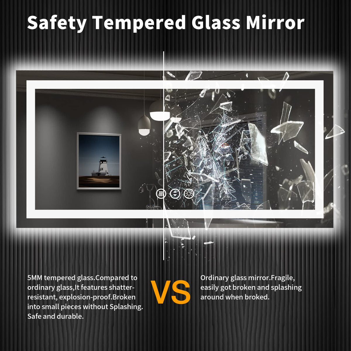 55"X30" LED Bathroom Mirror with Lights (Led / 30"L x 55"W)