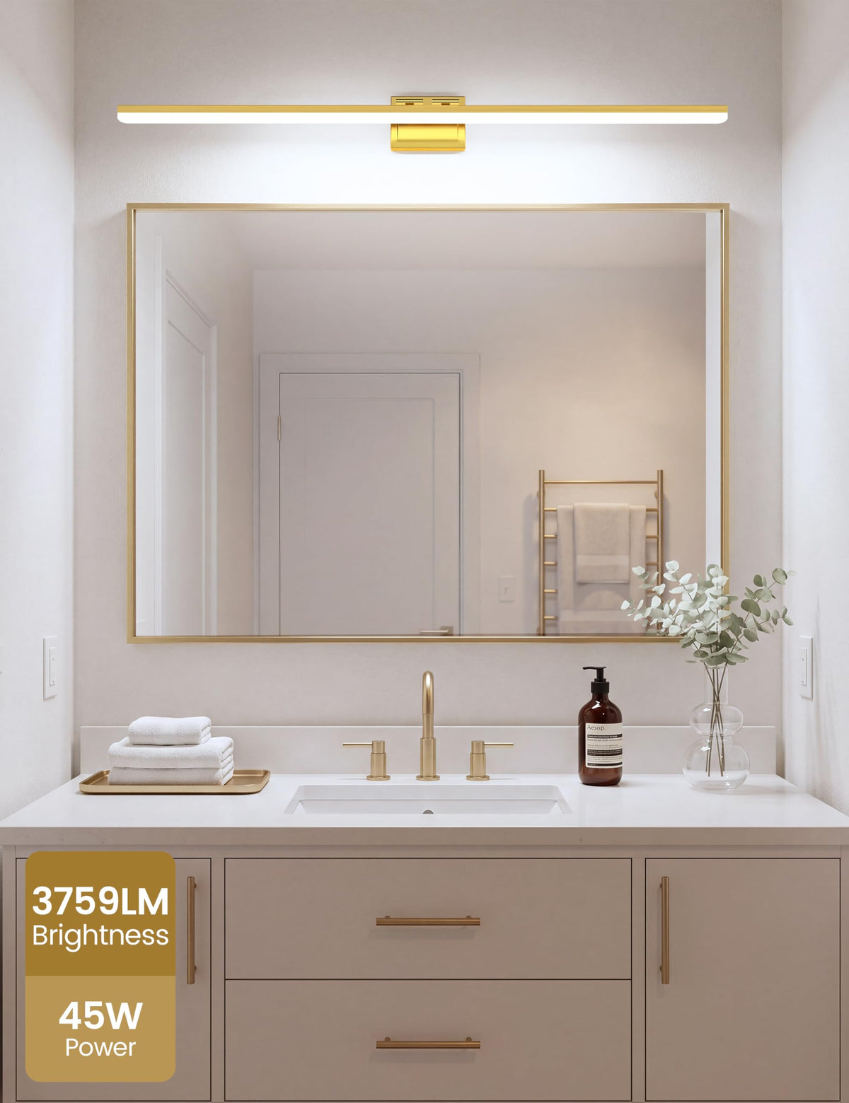 Modern Bathroom Vanity Light 55 inch (Gold / 55 inch)