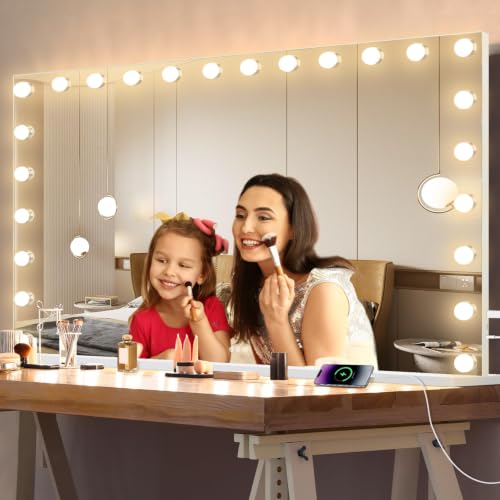 Hollywood Vanity Mirror with Lights (White / 48"L x 30"W)