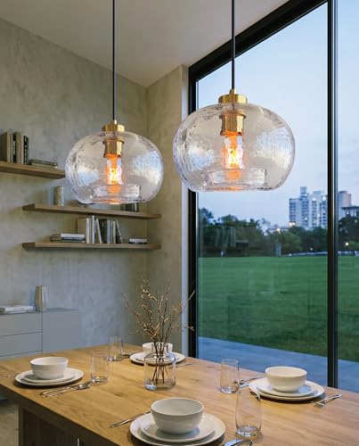 Glass Pendant Lights (Textured Clear 2 Pack)