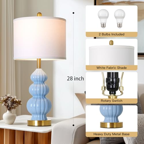 Blue Ceramic Lamps Set of 2 (Blue)
