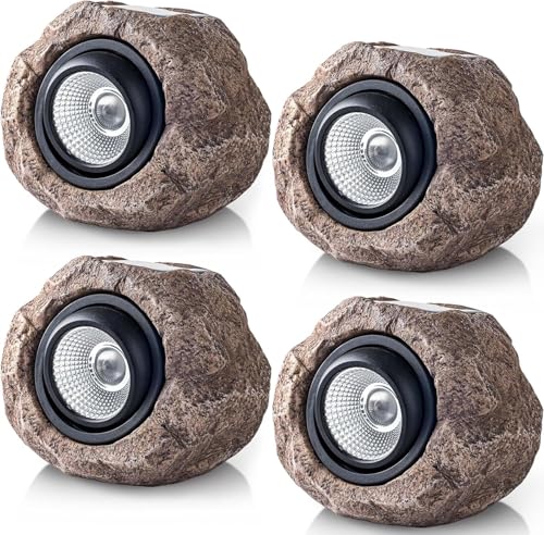 Solar Rock Lights Outdoor Waterproof Solar Spotlight for Garden Pathway