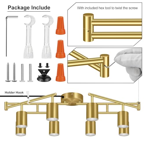 Plug in Track Lighting LED (8-Light Track Light(Gold))