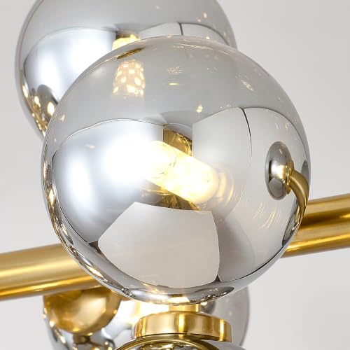 39″ Gold Sputnik Chandeliers for Dining Room Light Fixture (Gold (with Somke Grey Lampshade))