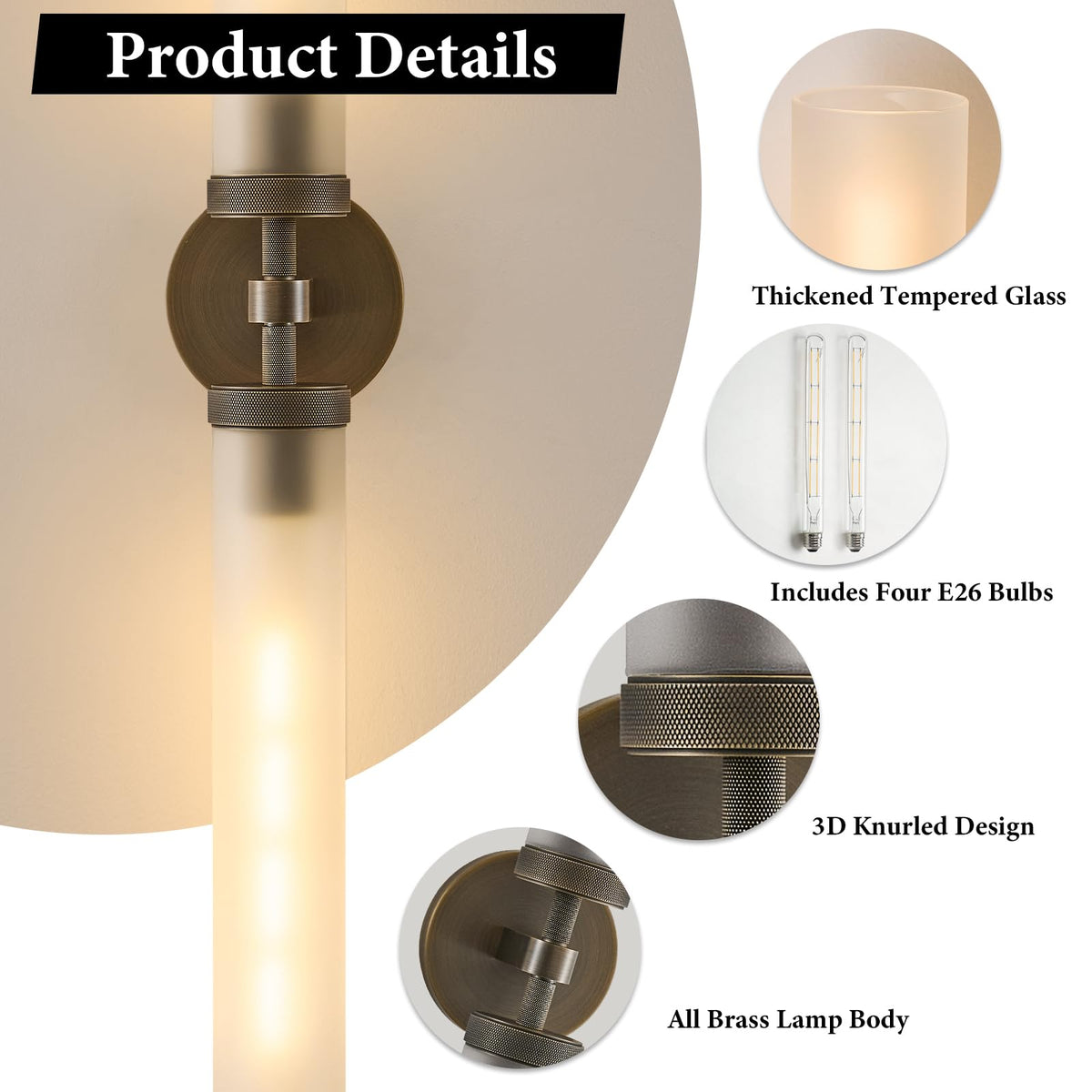 Antique Brass Bathroom Wall Sconce (Antique Brass-Frosted Glas / 2 Pack)