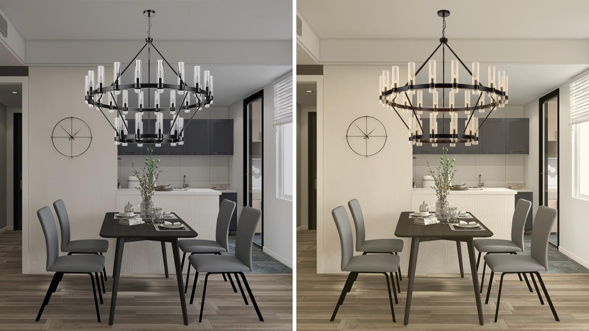 60 Inch Black Wagon Wheel Chandelier 2 Tier with Glass Shade (Black 60inch30light / 60inch-30lights)