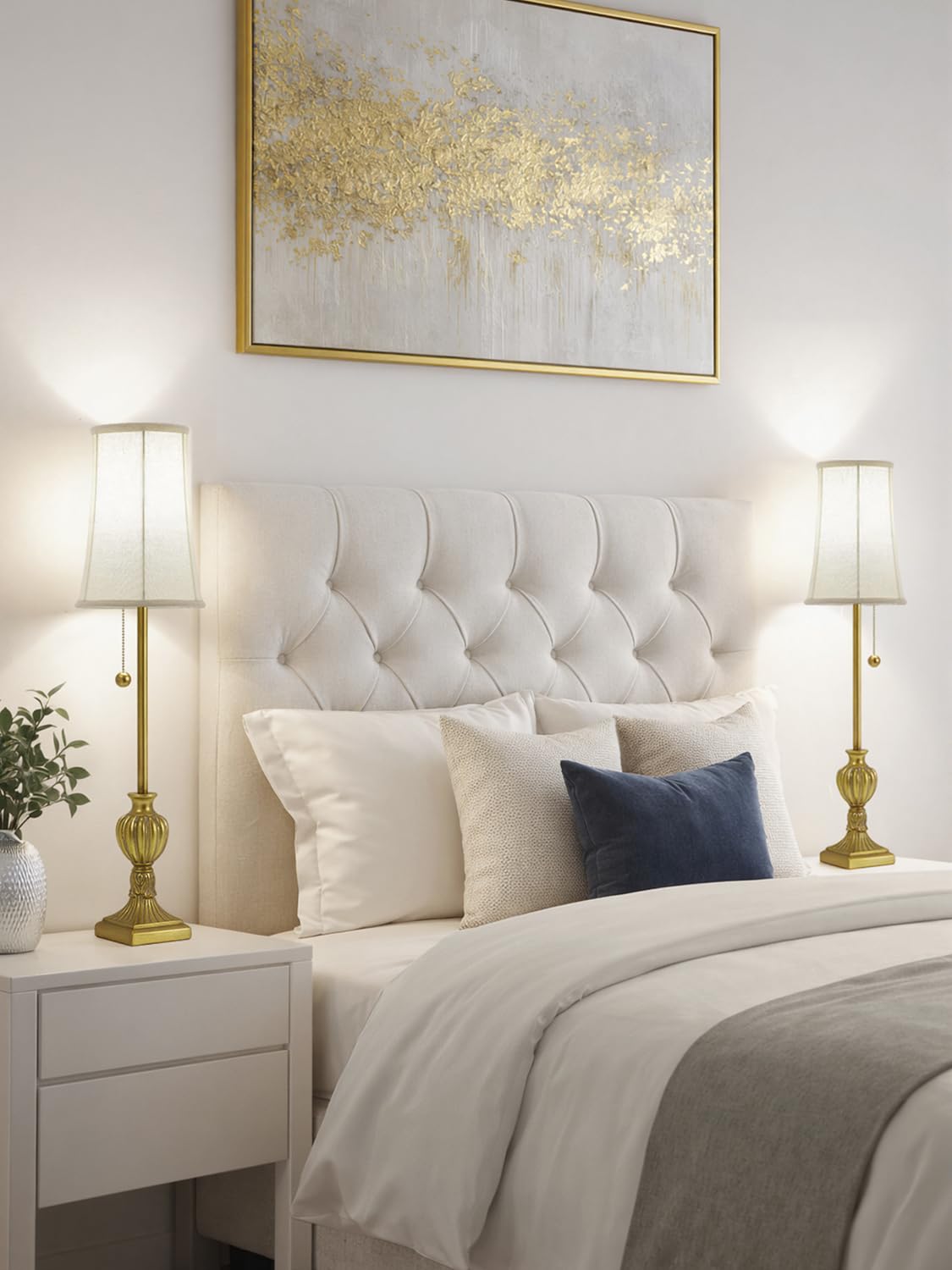 Buffet Table Lamps Set of 2 (Antique Brass Finish)