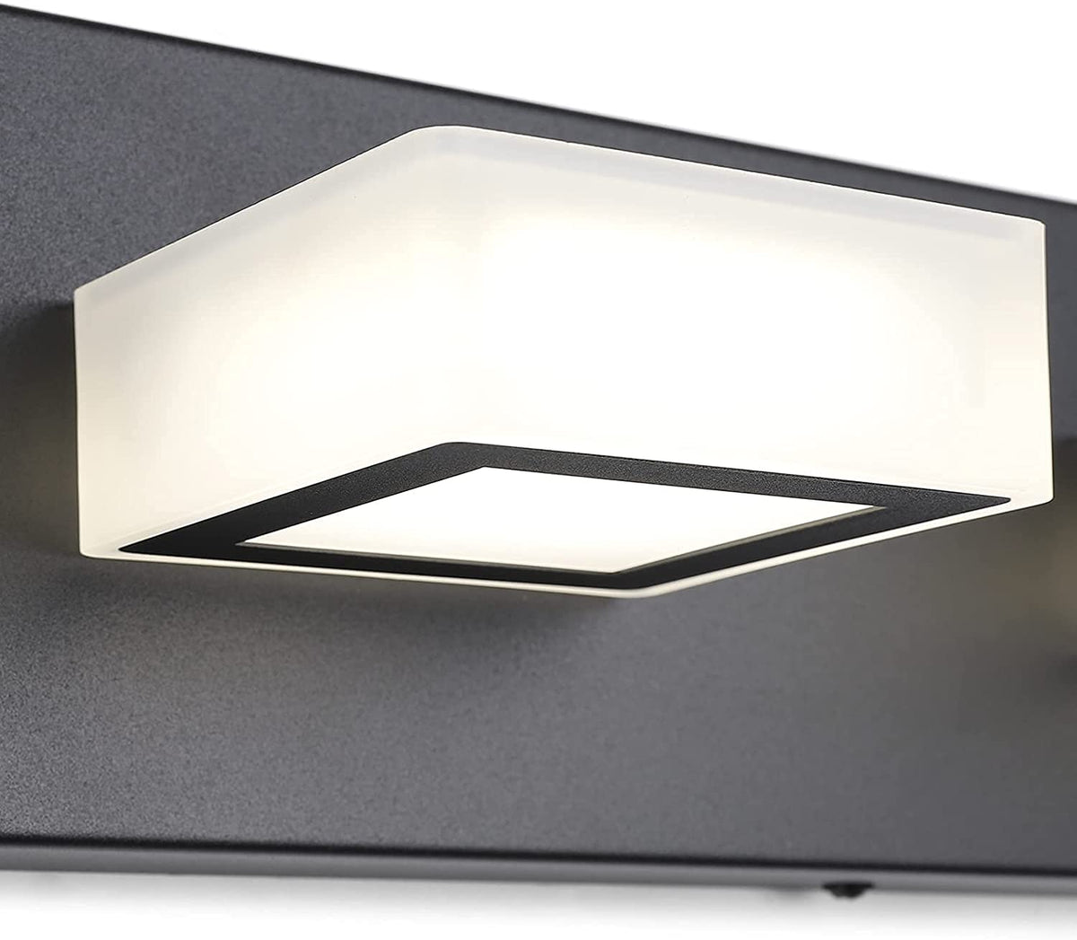 Modern Matte Black Bathroom Vanity Light Fixtures 6 Lights Acrylic Modern LED Black Vanity Lights for Bathroom (Black-Natural light / 40.4 inch)