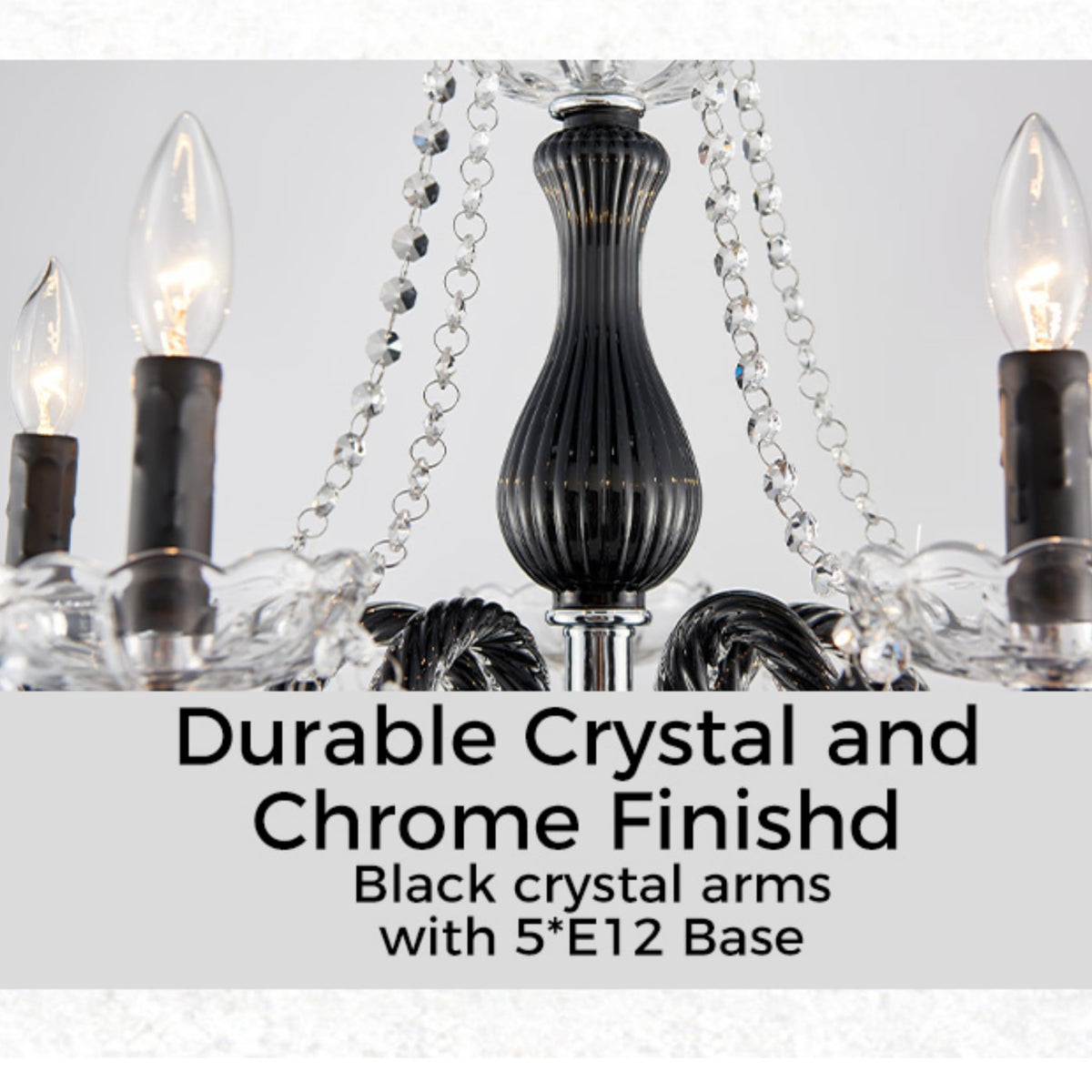 Saint Mossi Crystal Chandelier (Black and Clear Crystal / W19" 1 Tier)