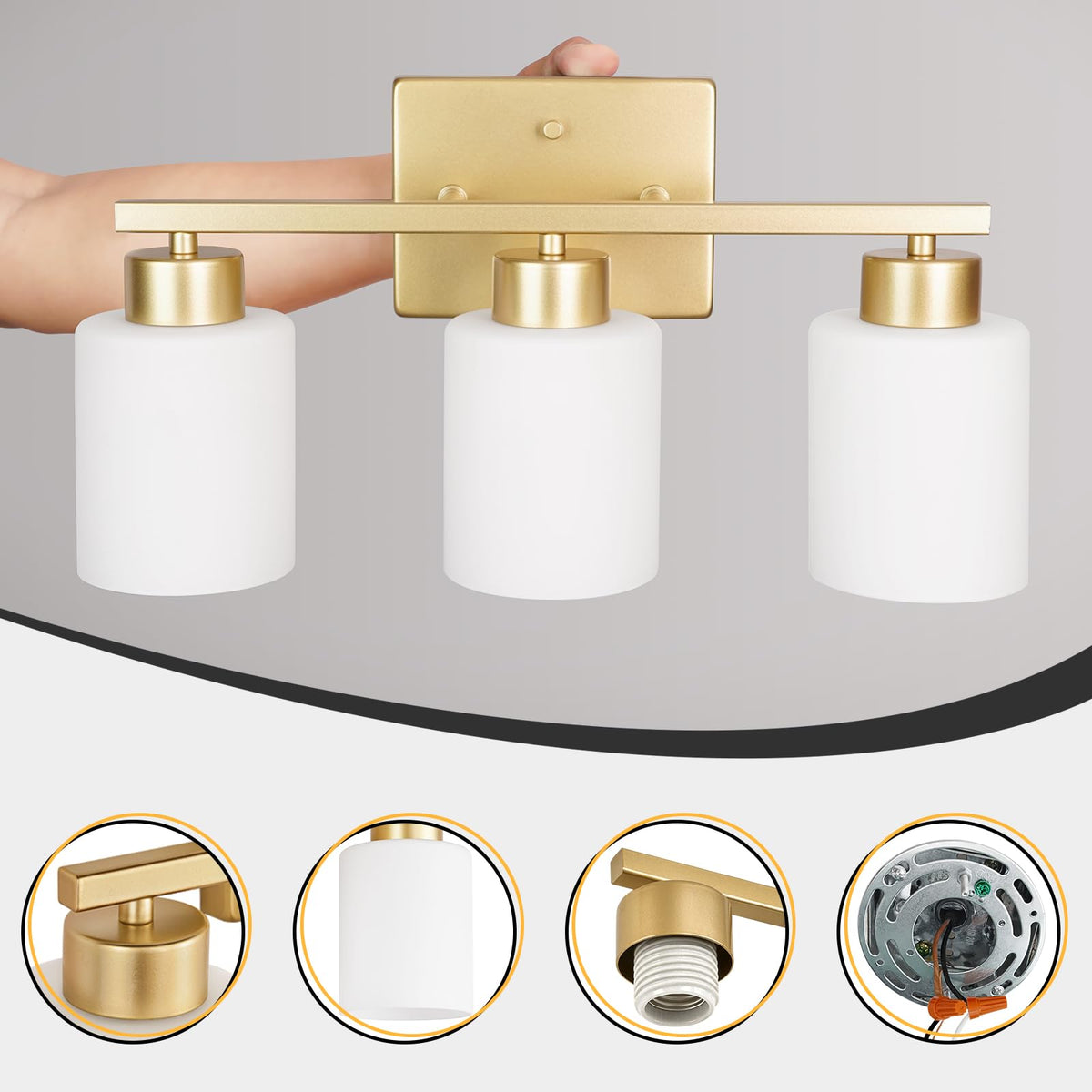 Gold Bathroom Light Fixtures Vanity Lights Over Mirror (Gold / 17.30 inch)