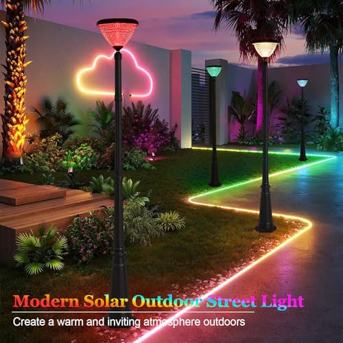 Dusk to Dawn LED Solar Street Light with Diamond Polycarbonate Shade (Black / X-Large)