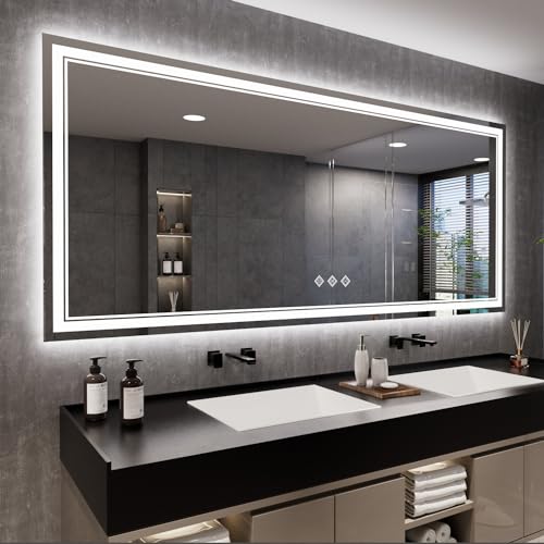 Bathroom Mirrors for Wall (Front and Backlit / 88"L x 38"W)