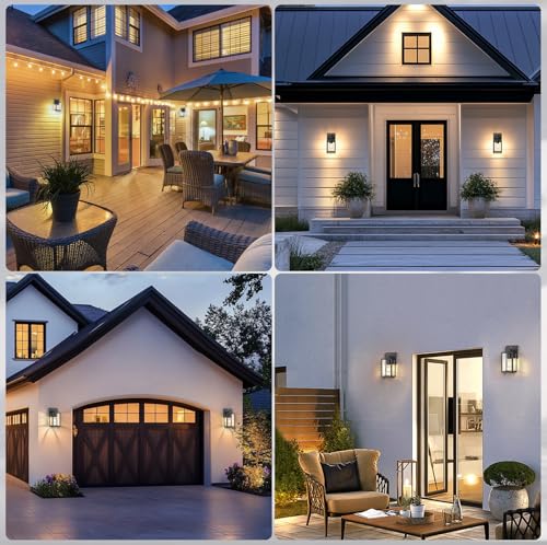 Dusk to Dawn Outdoor Light Fixtures (Black / 9.65 in (2-Pack))