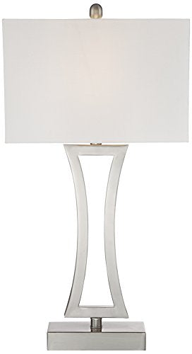 Roxie 31" Large Table Lamps Set of 2 Silver Brushed Nickel Metal