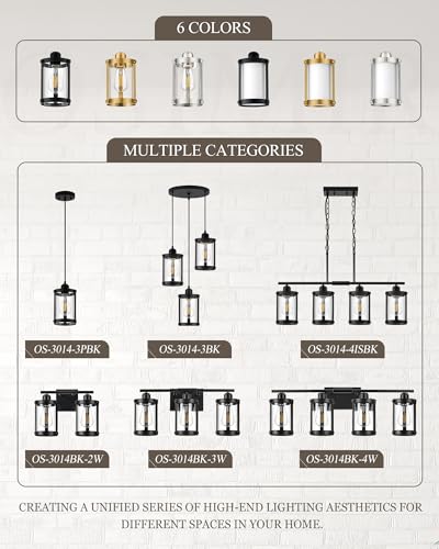 Matte Black 3 (Black + Clear Glass / 3-Light Ceiling Chandelier)
