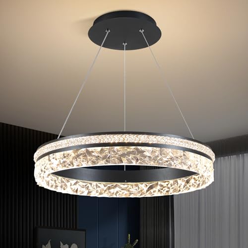 Modern LED Chandelier 1 Ring 19.7in Pendant Lighting for Kitchen Island 50W Dimmable LED Pendant Ceiling Light Gold Hanging Light Fixtures with Remote for Kitchen Dining Room Bedroom Living Room