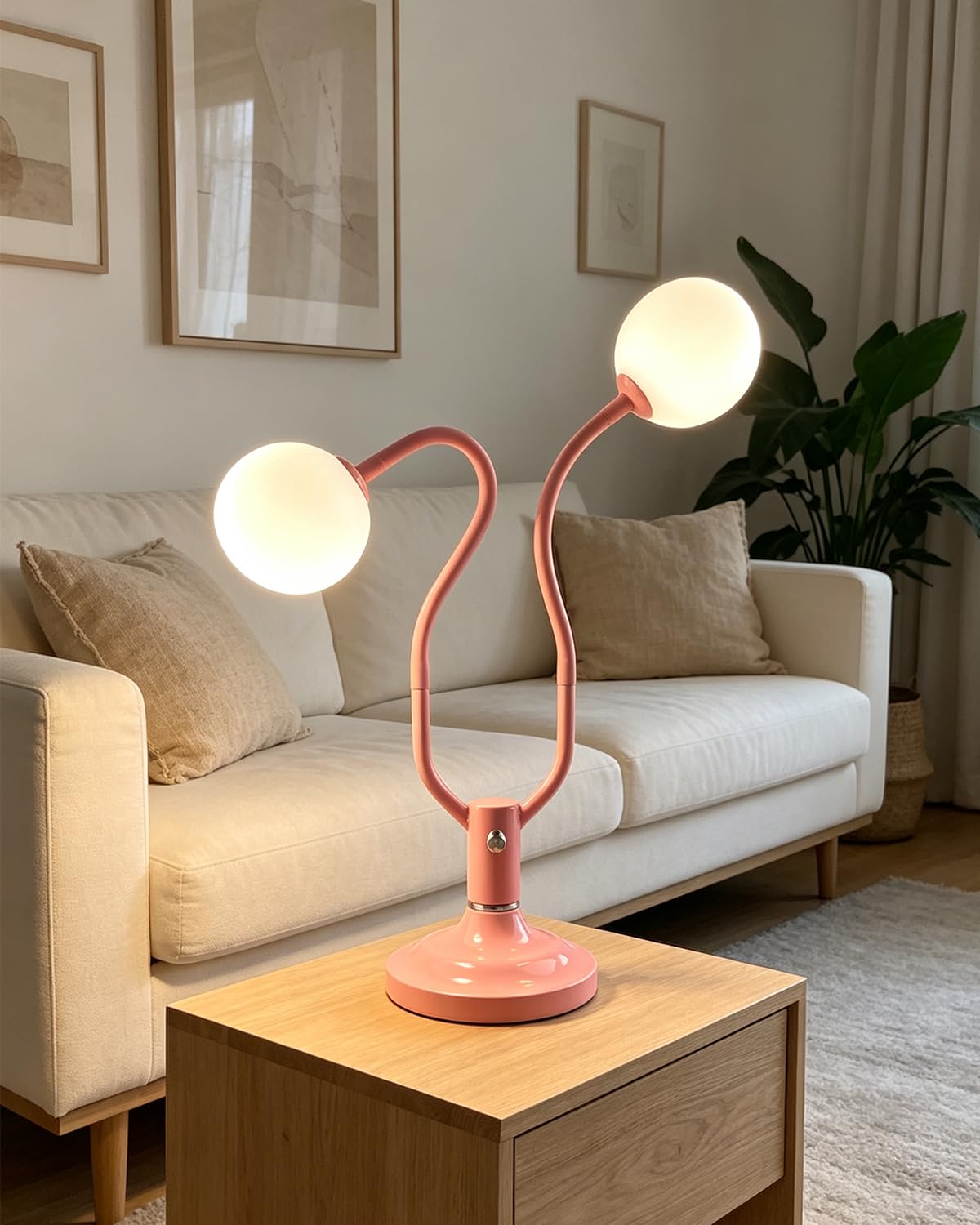 Pink Globe Table Lamp Magic DIY Arms G9 Bulbs Included Dimmable (13-Pink-Globe-2U-Magic DIY Arms)