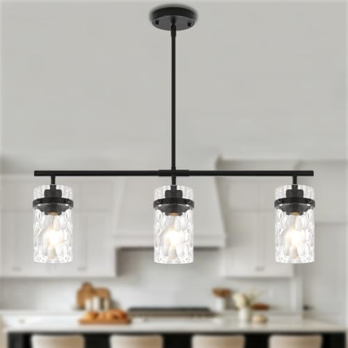 29.52" Modern Kitchen Island Lights Linear Chandelier for Dining Room (3-Light Black)
