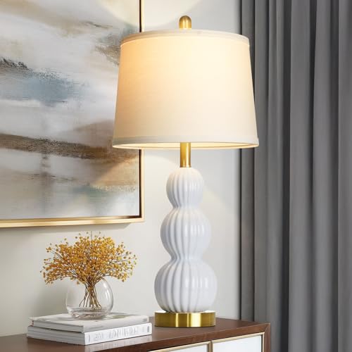 28" White Ceramic Table Lamp for Nightstand (White - 28"H - 1 Pack)