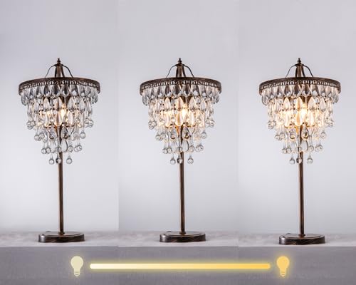 3 Lights Crystal Table Lamp for Living Room