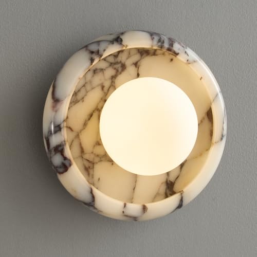 Natural Marble wall lamp with Glass lampshade