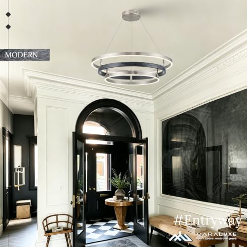 3 Ring LED Chandelier Modern Chandeliers Black Brushed Nickel Dimmable 24'' (Black Nickel / 24 inch)