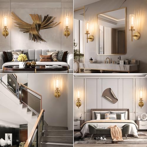 15" Knurled‑Craft Hardwired Brass Wall Sconce (Brass-Water Ripples / 15″-1 Pack)