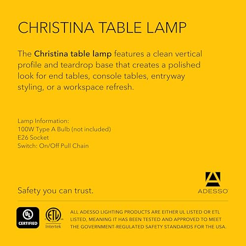 Brushed Steel Table Lamp with White Fabric Shade (Table Lamp)
