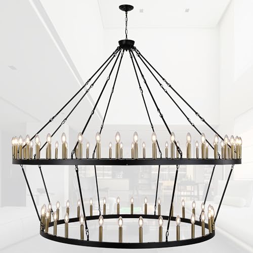 Wagon Wheel Chandelier Extra Large Farmhouse Pendant Light Fixture Round Rustic Hanging Lighting for Dining Room Kitchen Island Foyer Entryway