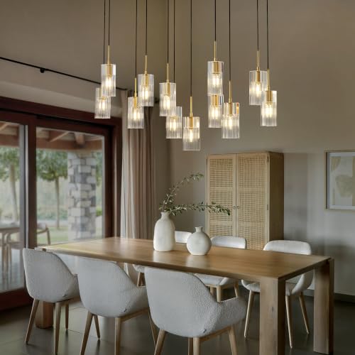 Modern Raindrop Rectangle Crystal Chandelier for Dining Room Over Table (Brass / Rectangle-12 Lights)