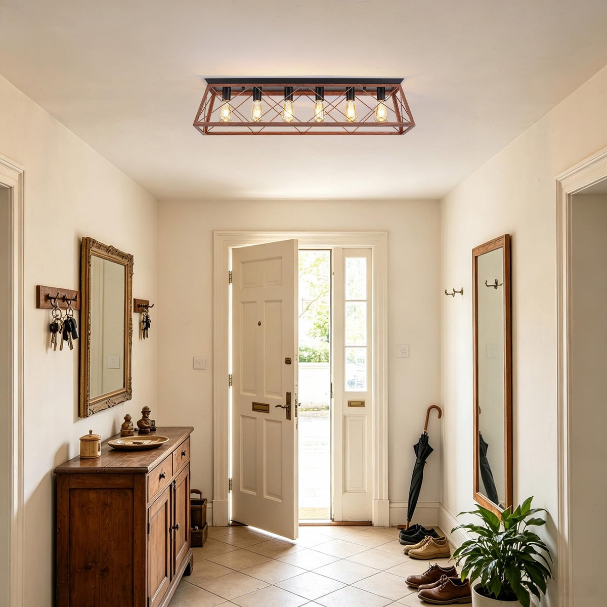 38" Large Flush Mount Ceiling Light Fixture (38" Walnut Ceiling Light)