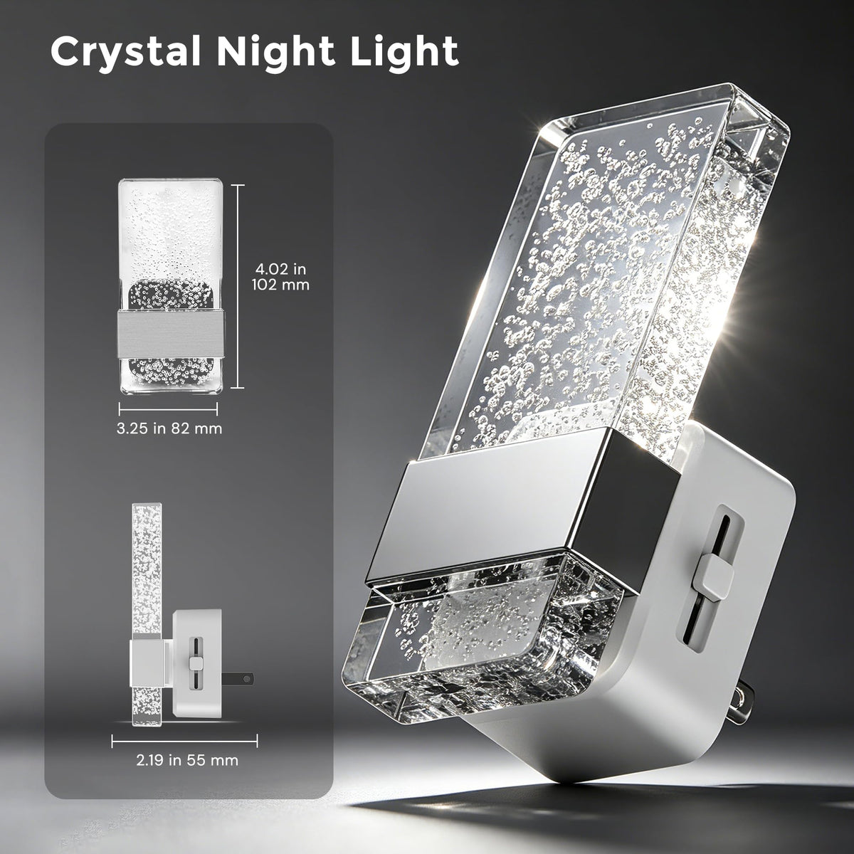 Night Light Dimmable Night Lights Plug into Wall (Silvery White)