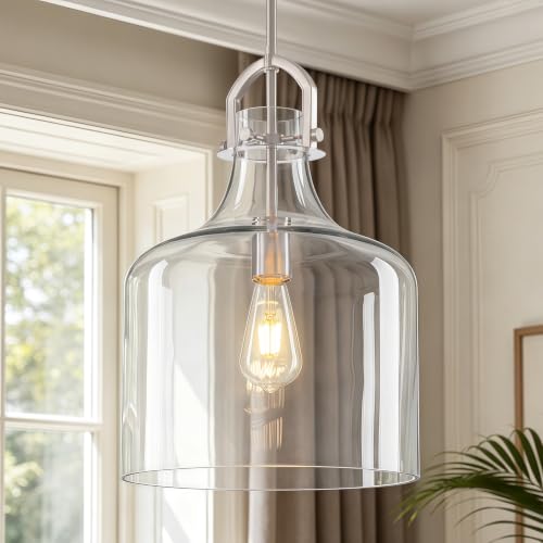 Clear Glass Pendant Light Fixtures with Oversize Glass lmpshade