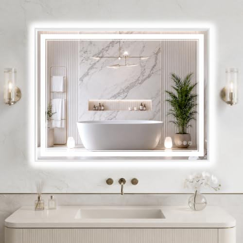 32"x40" LED Bathroom Mirror with Lights (White / 40"L x 32"W)