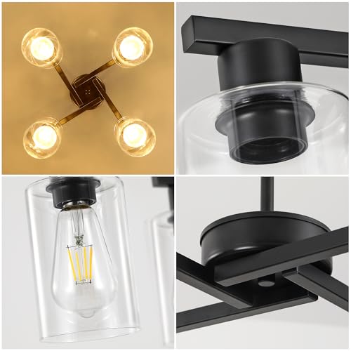 4 Light Black Farmhouse Chandelier (Black / 4-Lights/D18 '')