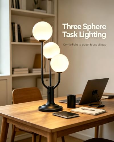 Globe Black Table Lamp for Bedroom Gift Dimmable G9 Bulbs Included (02-Black-Globe-3U)