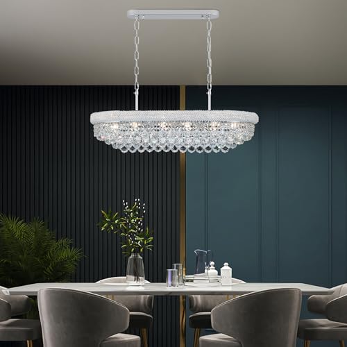 Chrome Crystal Chandeliers for Dining Room (Chrome / L35.4'' - 11Lights)