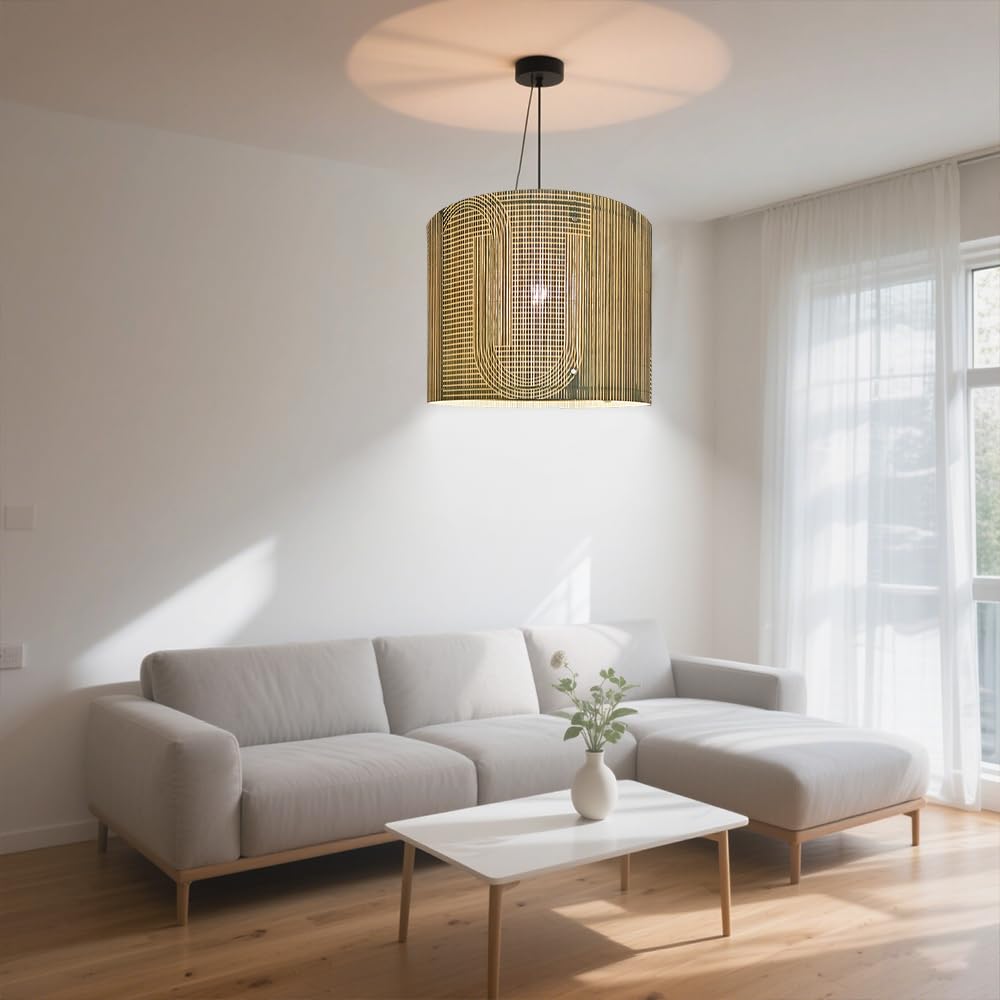 Modern lamp Shade Bamboo Material Abstract Art Deco 11.8 * 9.05Inch (Green & Abstract Arch)