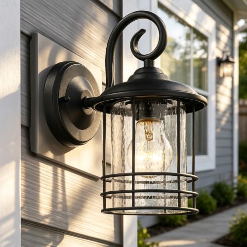 5.5" Wide Black Single Outdoor Porch Light (Black / 1 Pack H9.8")