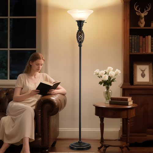 70" Floor Lamp for Living Room with Nightlight (Black)