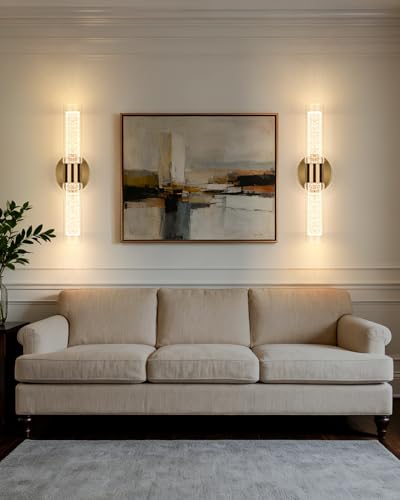 Battery Operated Gold Wall Sconces Set of 2 (Gold / 2Pack)