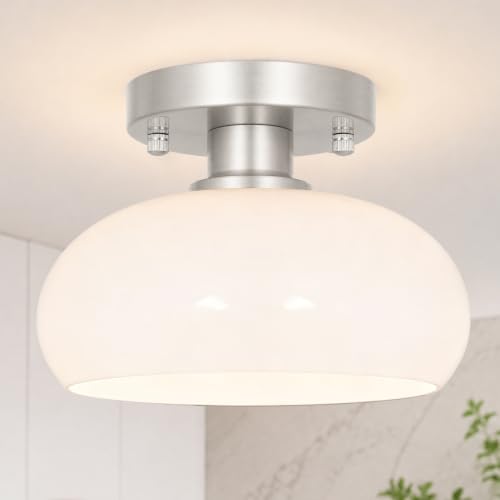 Semi Flush Mount Ceiling Light with White