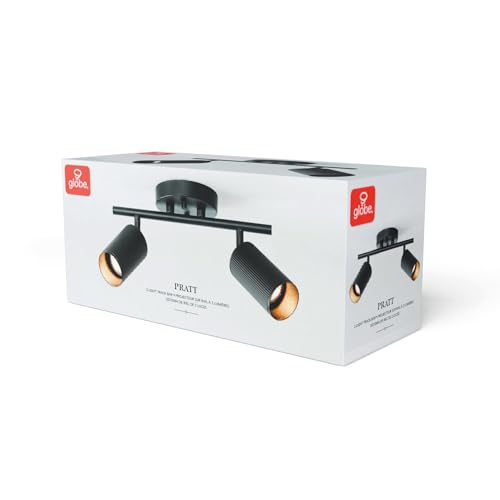 64000114 2 Light Track Lighting Spotlight (Matte Black, Ribbed Shades)