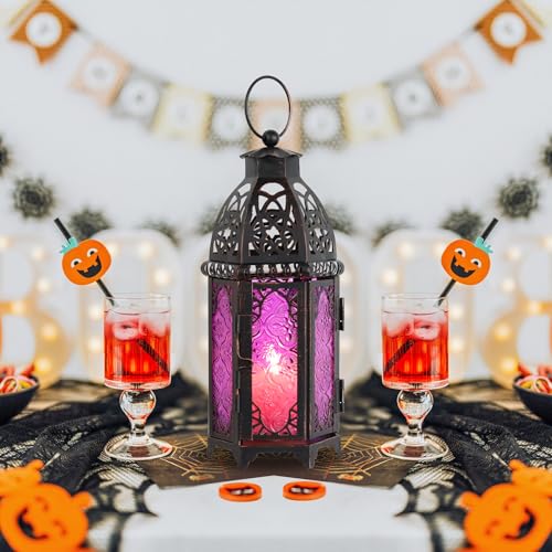Halloween Lanterns Decorations Indoor & Outdoor (Medium / Purple - 11''h)
