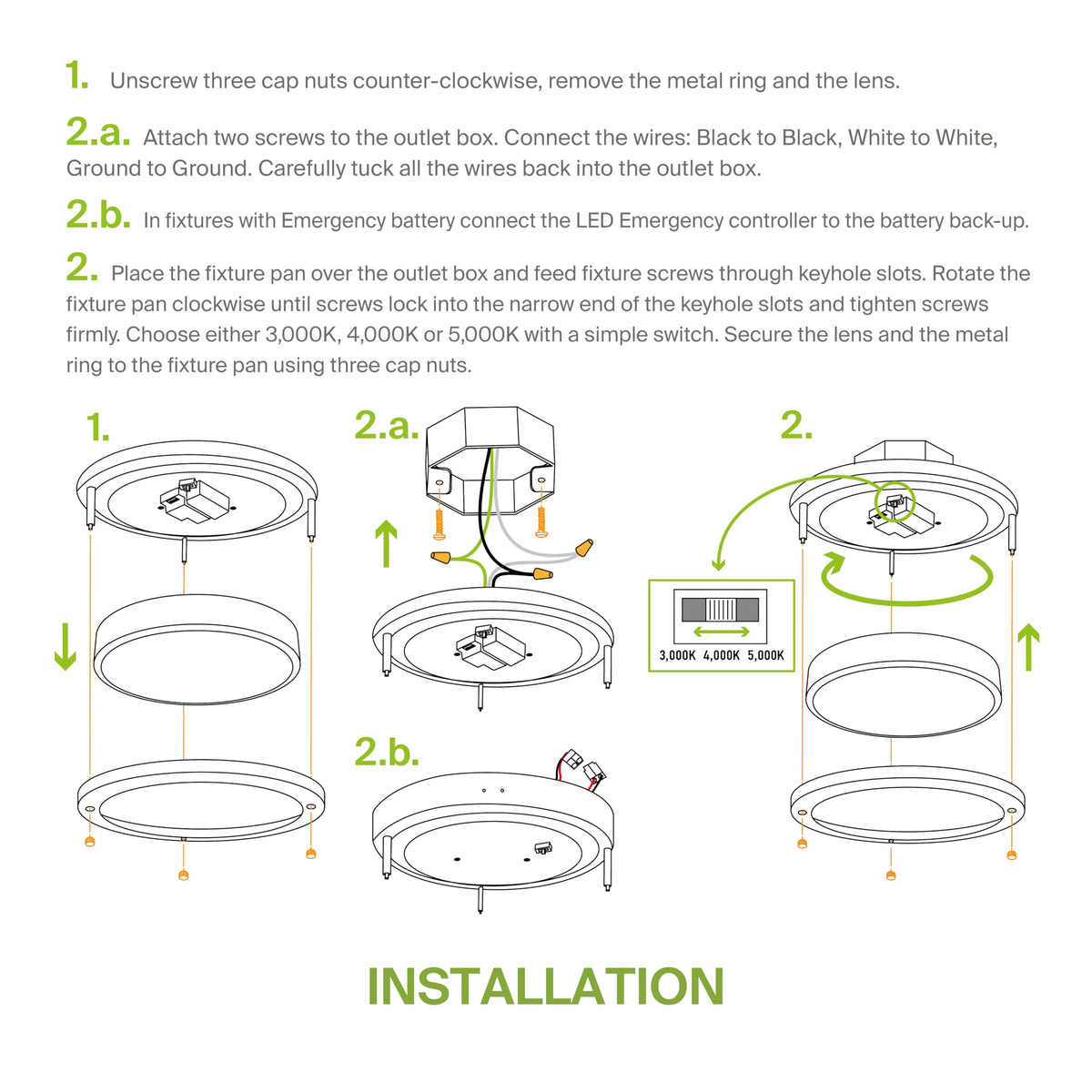 LED 14" Round Flush Mount Lighting (Black)