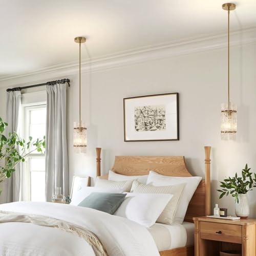 Modern Gold Crystal Pendant Light for Kitchen Island (Brushed Gold / 1-Pack(Square))