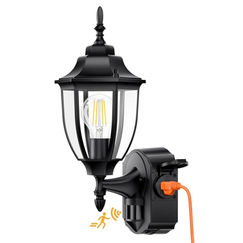 Porch Lights with Outlet (Black / 1 Pack)