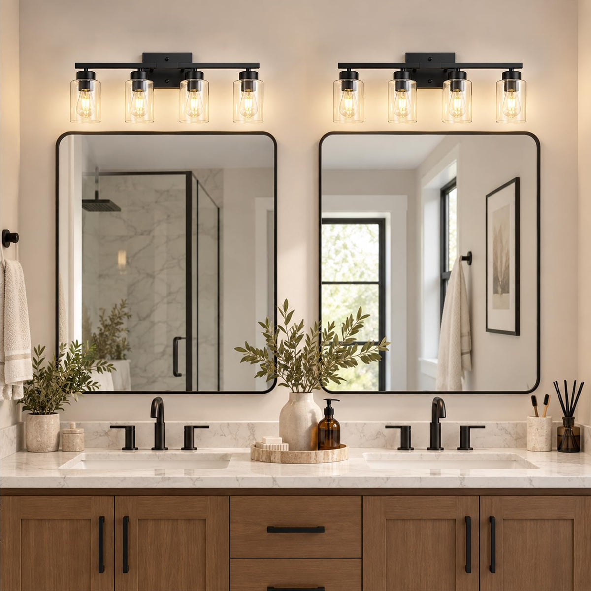 Bathroom Light Fixtures (Matte Black / 4-Light)