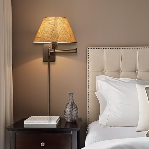 Cambridge 15" Modern Swing Arm Wall Sconce with 3 (Black,Latte Mocha Shade)