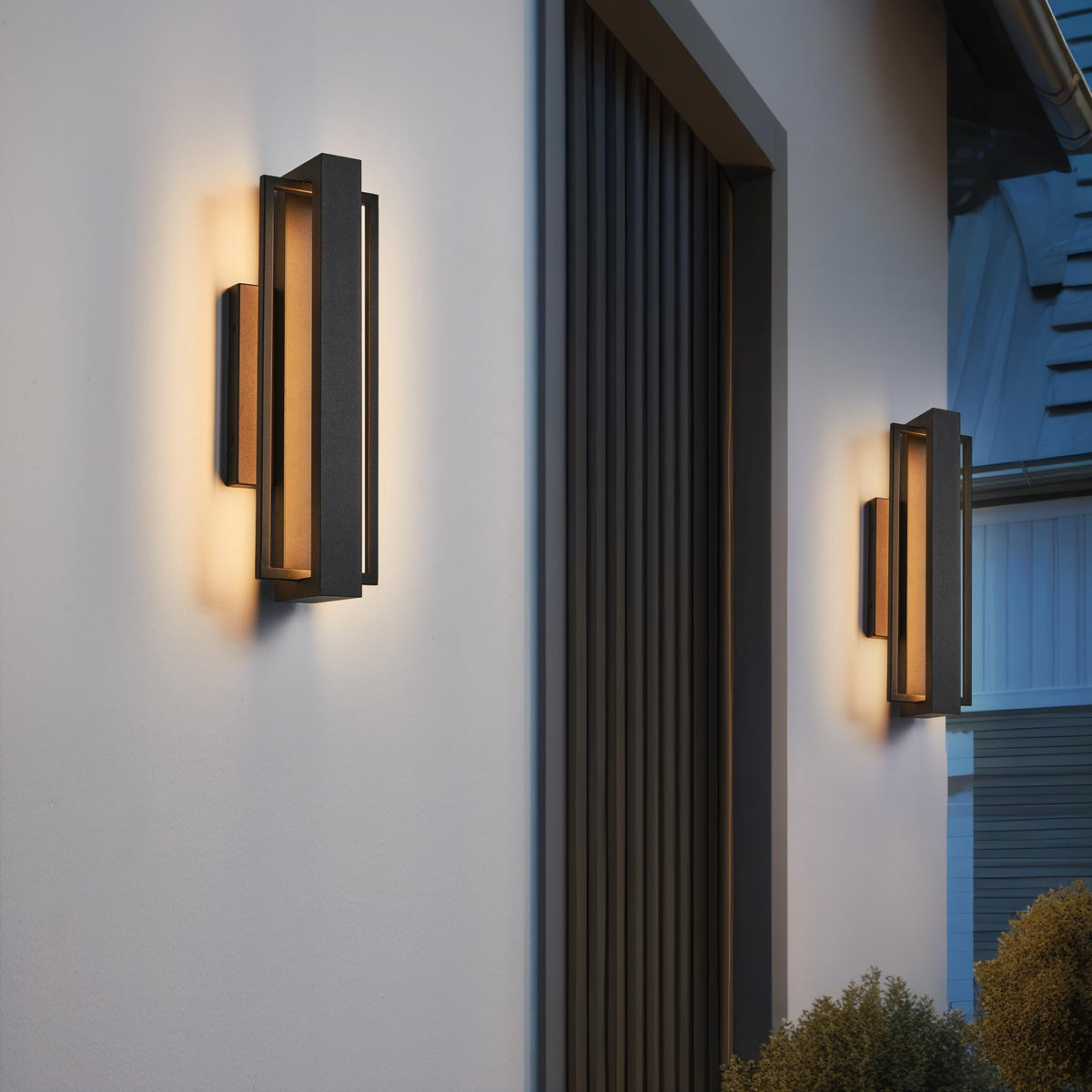 2 Pack Dimmable LED Wall Light (2Pack Small 15"H 16W Black)